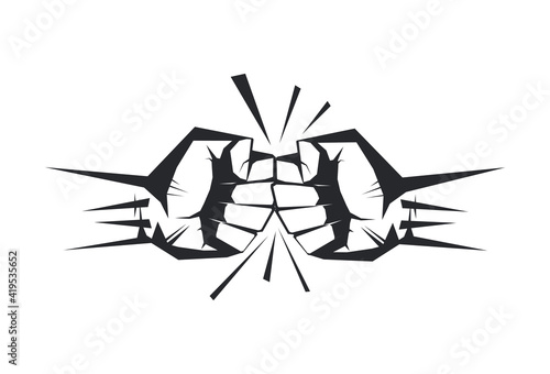 Two clenched fists bumping vector illustration