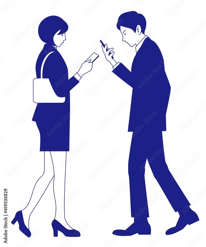 歩き スマホ 男性 女性 男女 イラスト素材 Stock ベクター Adobe Stock 歩き スマホ 男性 女性 男女 イラスト素材 Stock ベクター Adobe Stock