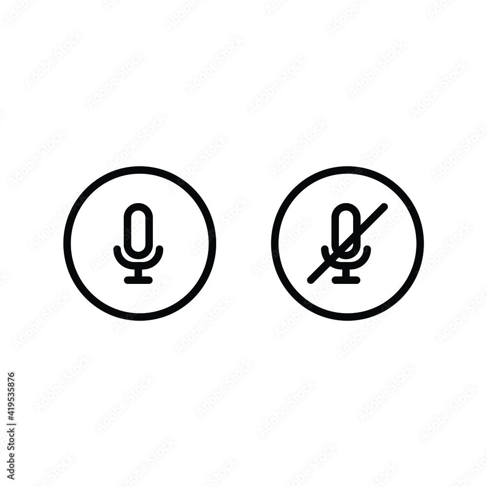 Mic, audio and sound mute line icon. Simple outline style for Video Conference, Webinar and Video chat. Vector illustration isolated on white background. EPS 10 Mic, audio and sound mute line icon. Simple outline style for Video Conference, Webinar and Video chat. Vector illustration isolated on white background. EPS 10