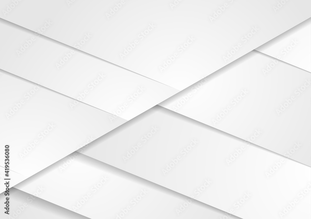 White and grey paper stripes abstract corporate geometric background. Vector technology design White and grey paper stripes abstract corporate geometric background. Vector technology design