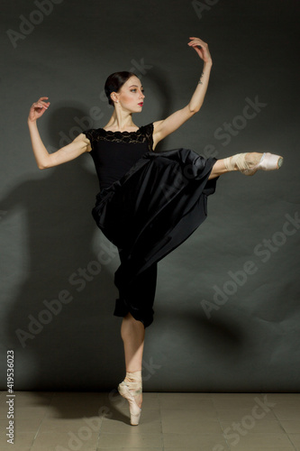 dramatic vintage portrait of a girl dancing ballerina