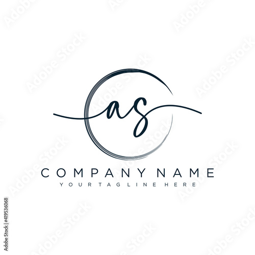 initials letter AS handwriting logo vector template