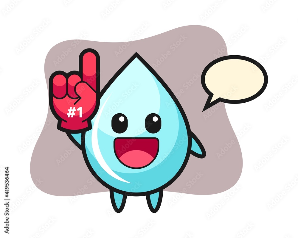 Obraz premium Water drop illustration cartoon with number 1 fans glove