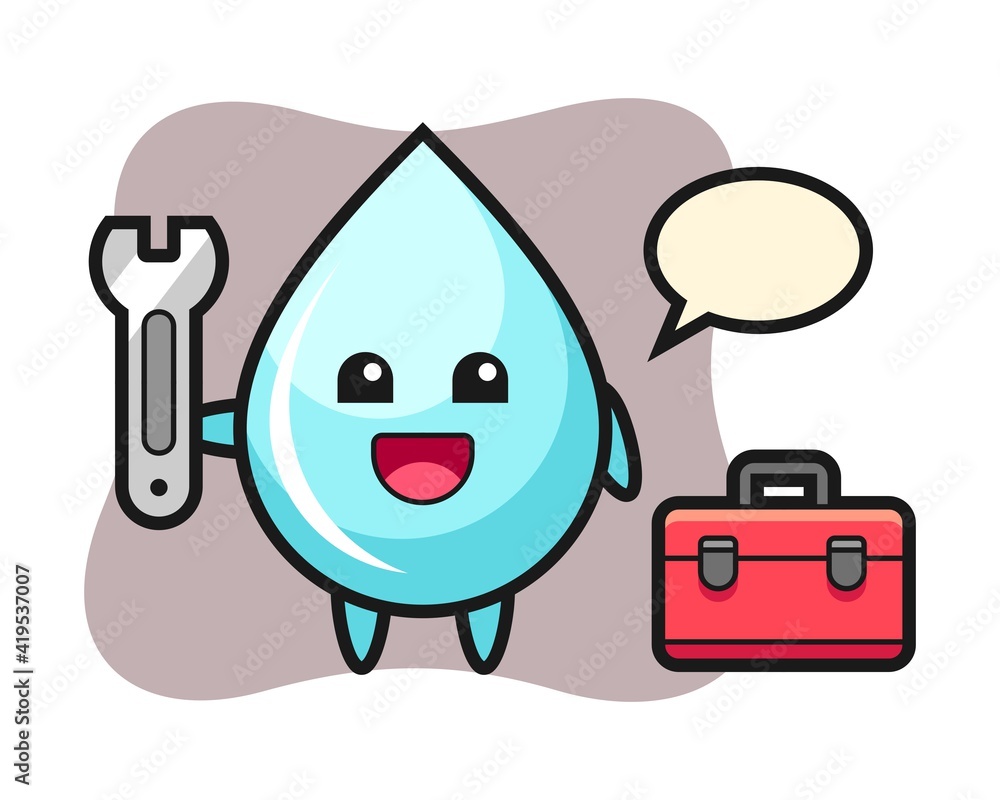 Mascot cartoon of water drop as a mechanic Mascot cartoon of water drop as a mechanic