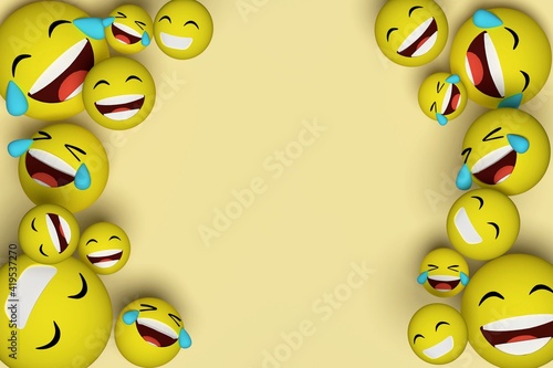 3d rendering .object smile and laugh emoticons photo