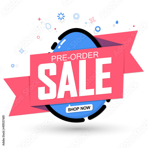 Pre-Order Easter Sale banner design template, discount tag, vector illustration