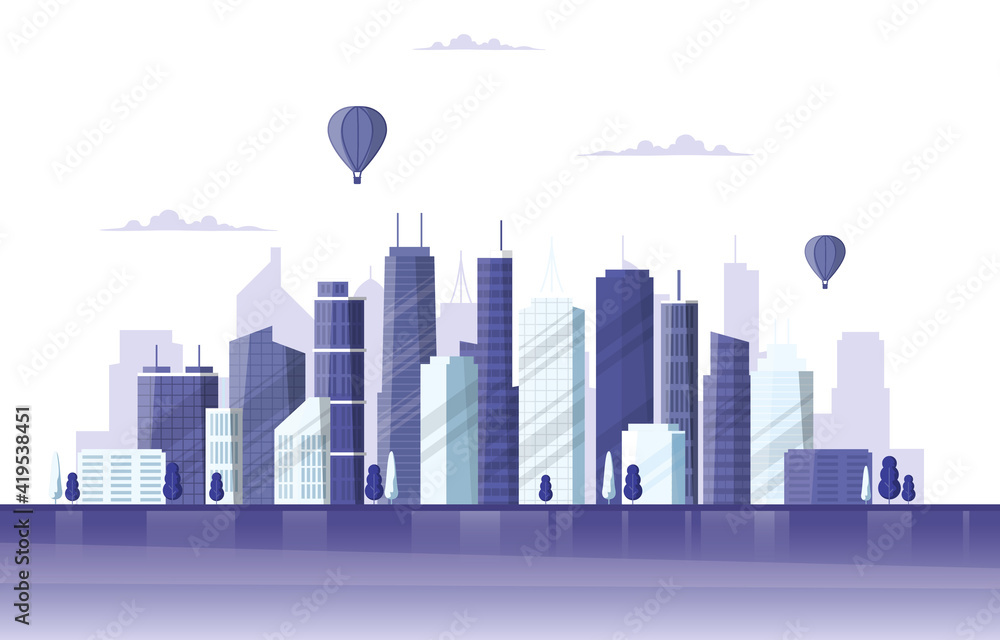 Sky City Building Construction Cityscape Skyline Business Illustration