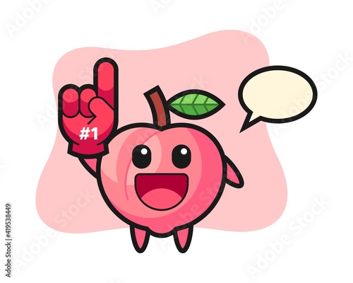 Peach illustration cartoon with number 1 fans glove
