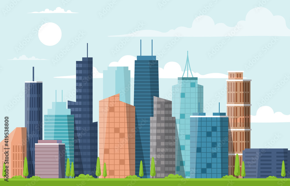 Building Architecture Construction Cityscape Skyline Business Illustration