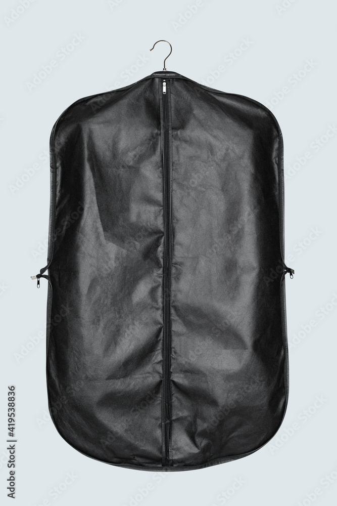 Black garment bag for suit storage and protection Stock Photo Adobe Stock