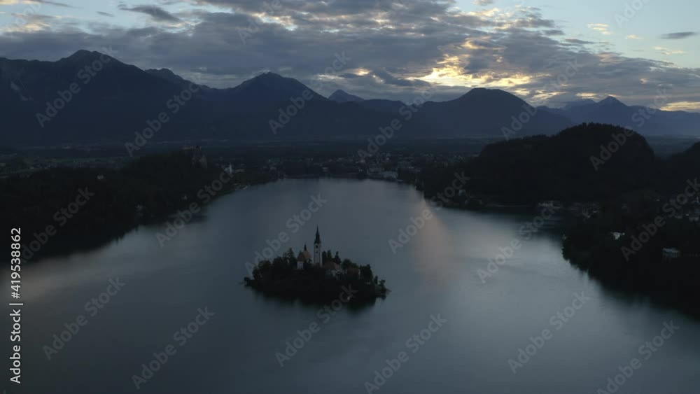 Drone Flight Over Lake Bled And Island Drone Flight Over Lake Bled And Island