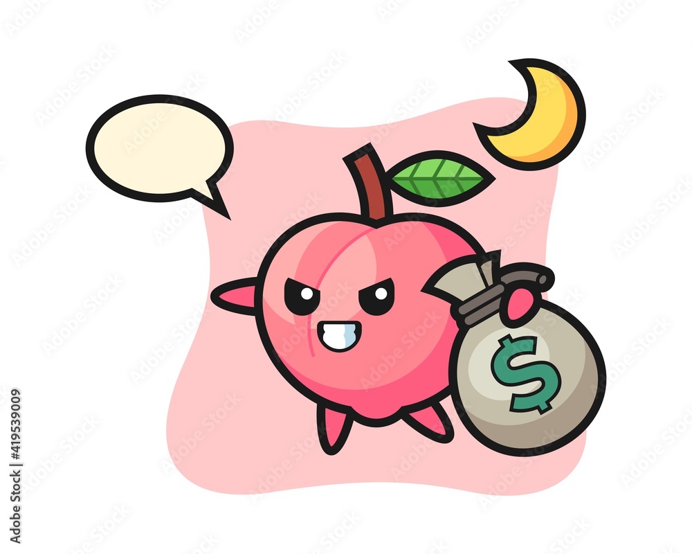 Fototapeta premium Illustration of peach cartoon is stolen the money