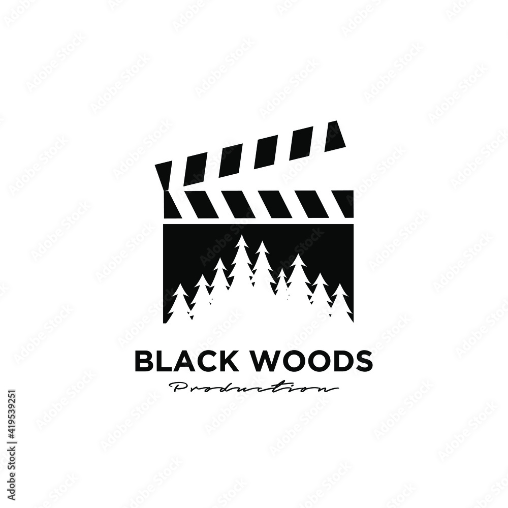 wood tree forest film logo icon design