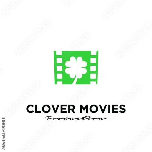 clover film movies logo icon design © Alpha Factory Std