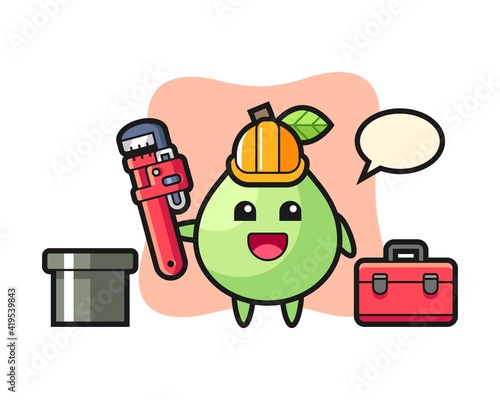 Character illustration of guava as a plumber