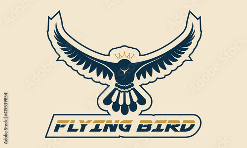 Flying bird gameing logo vector template. Creative flying bird logo.