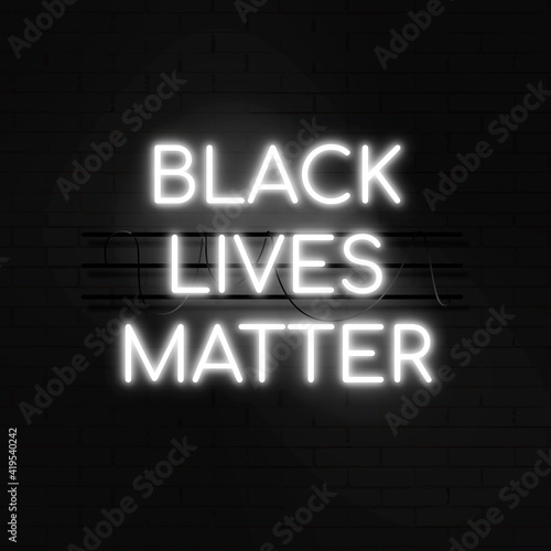 Black Lives Matter white neon glow social media post