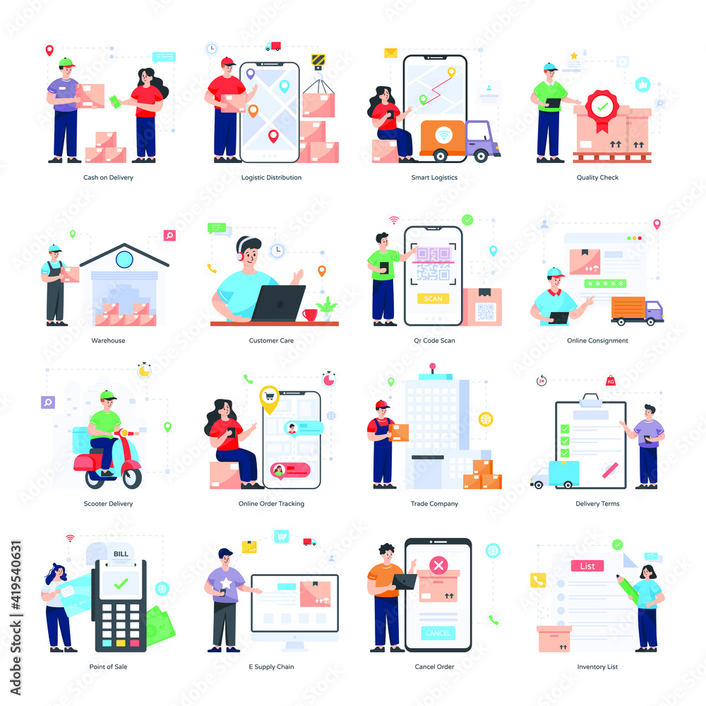 Pack of Logistics Services Flat Illustrations
Pack of Logistics Services Flat Illustrations