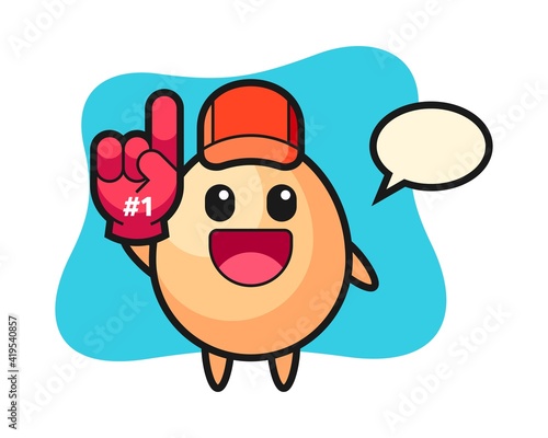 Egg illustration cartoon with number 1 fans glove