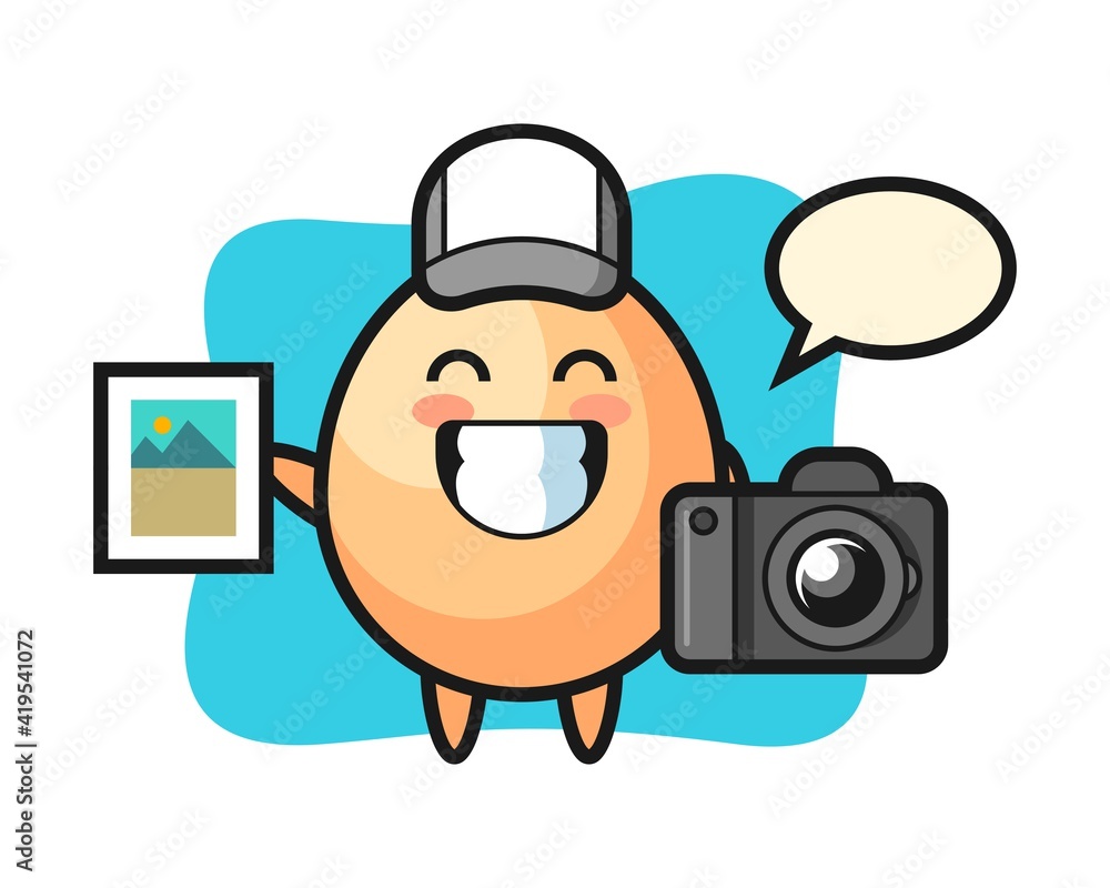 Character illustration of egg as a photographer