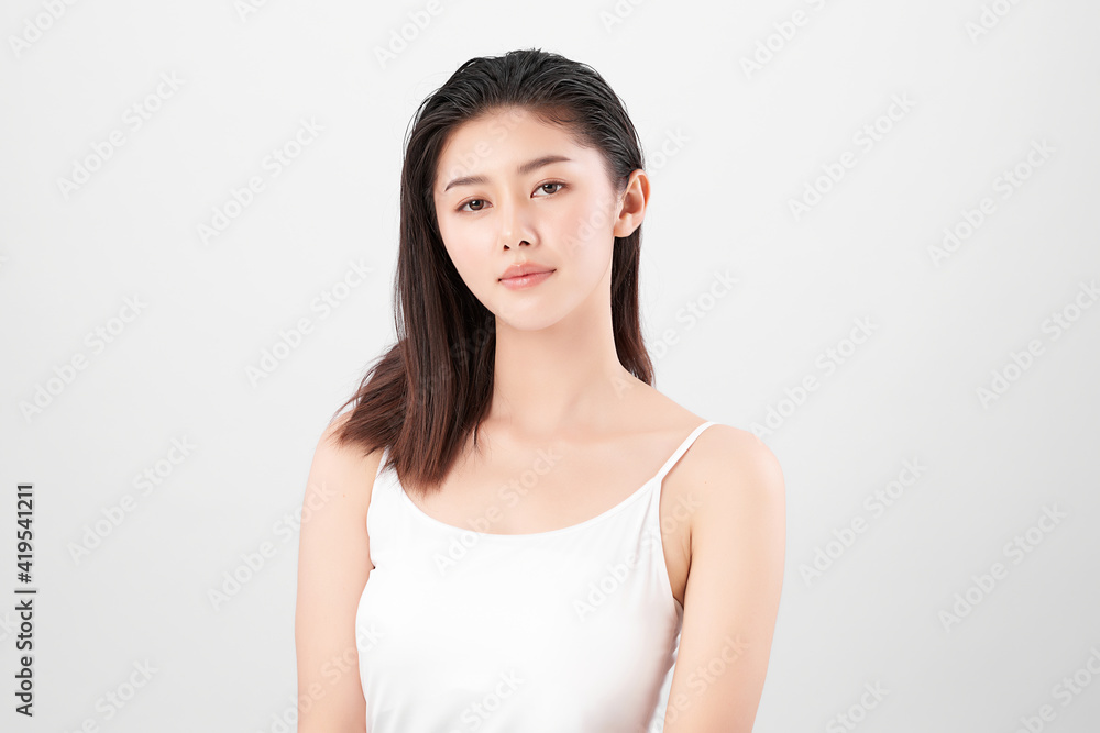 Beautiful young asian woman with clean fresh skin on white background, Face care, Facial treatment, Cosmetology, beauty and spa, Asian women portrait Beautiful young asian woman with clean fresh skin on white background, Face care, Facial treatment, Cosmetology, beauty and spa, Asian women portrait
