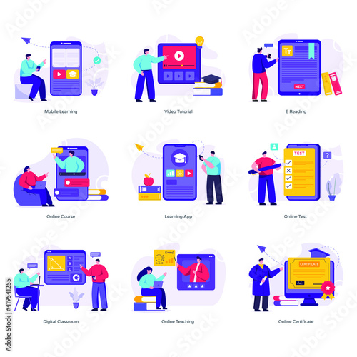 
Pack of Online Education Flat Illustration 


