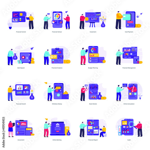 
Pack of Banking Flat Illustrations 

