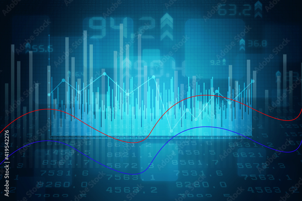 2d rendering Stock market online business concept. business Graph 2d rendering Stock market online business concept. business Graph