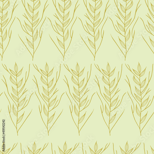 Vector green leaves brunch half tone seamless pattern background. Great use for fabric  wallpaper  giftwrap  wrapping paper and many more.