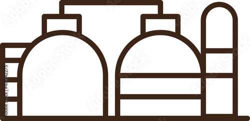 Refinery line icon, fuel and plant, oil factory sign, vector graphics, a linear pattern on a white background. Editable stroke and color