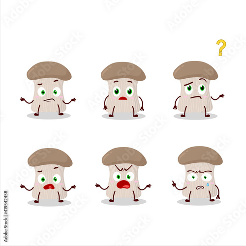 Cartoon character of oyster mushroom with what expression