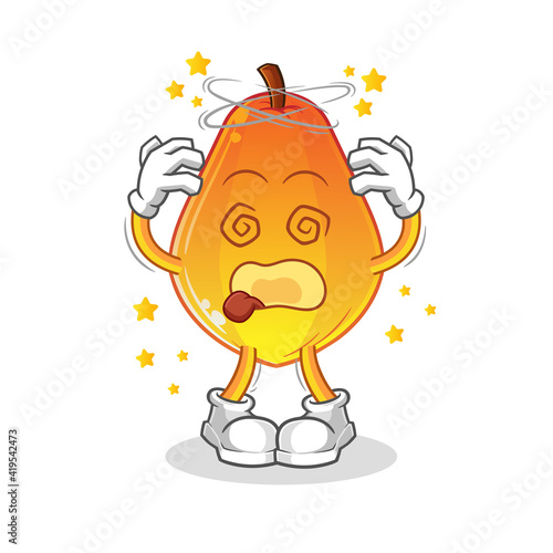papaya dizzy head mascot. cartoon vector
