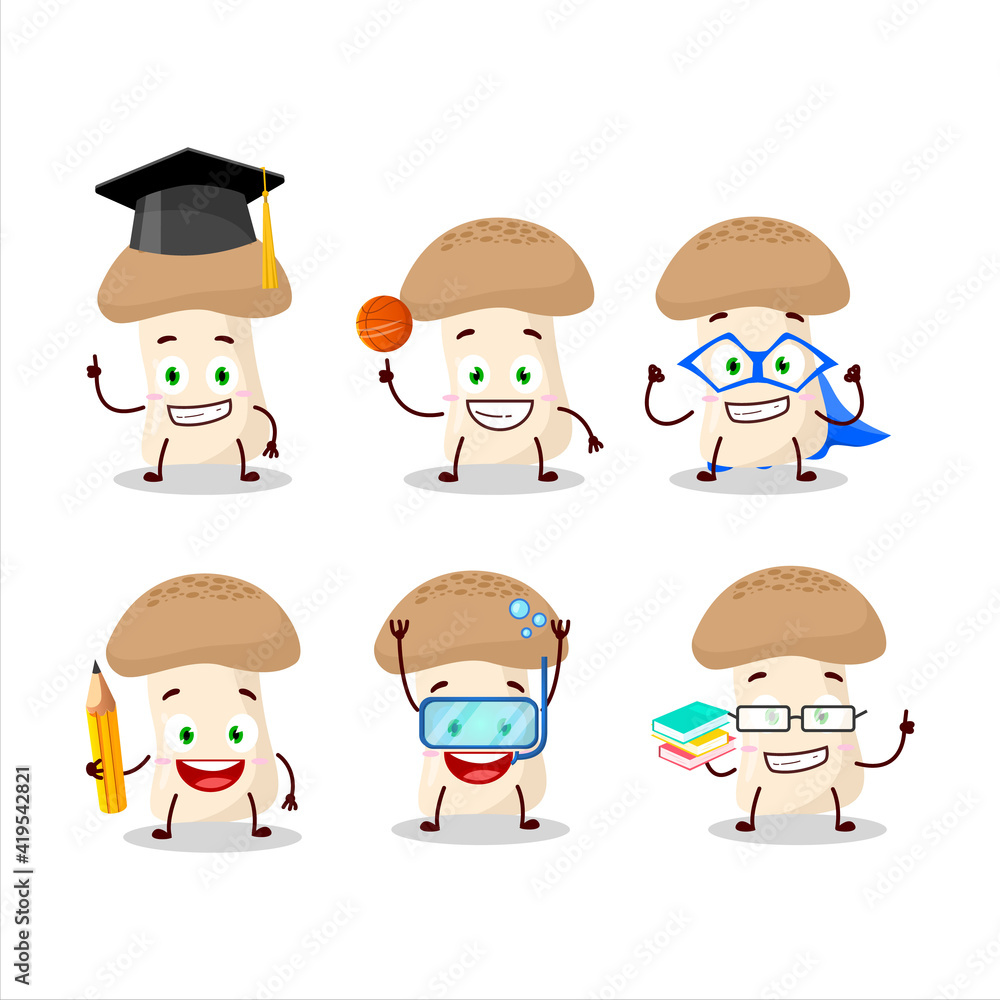 School student of shimeji mushroom cartoon character with various expressions School student of shimeji mushroom cartoon character with various expressions