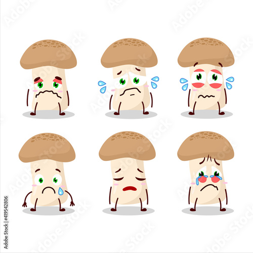 Shimeji mushroom cartoon character with sad expression