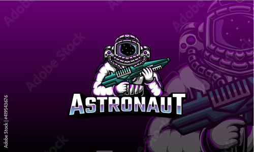 Astronaut holding gun esport logo