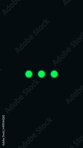 Loading neon green dots on smartphone screen