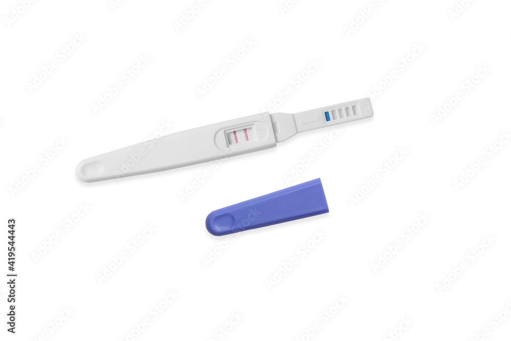 Isolation of opened positive pregnancy test stick, surprise Isolation of opened positive pregnancy test stick, surprise
