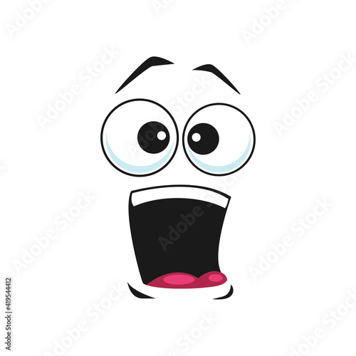 Screaming from horror emoticon isolated scared emoji with wide open mouth. Vector frightened or terrified emoticon, scared or surprised, afraid or horrified smiley. Amazed emoticon in terror