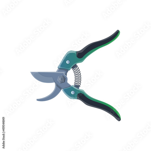 Garden shears, pruning scissors vector icon. Tool for gardening works, pruner instrument, hand equipment for gardeners isolated cartoon secateurs on white background