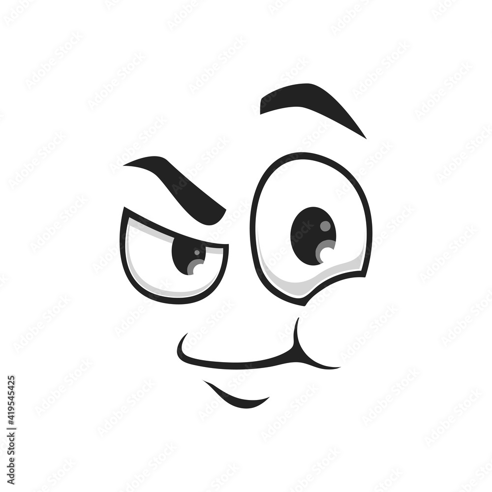 Obraz premium Cartoon face vector icon, funny emoji with wink eye, puff cheek and smirk smiling mouth. Facial expression, feelings, smile isolated on white background