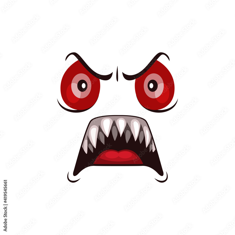 Scary face isolated on white background., Stock vector