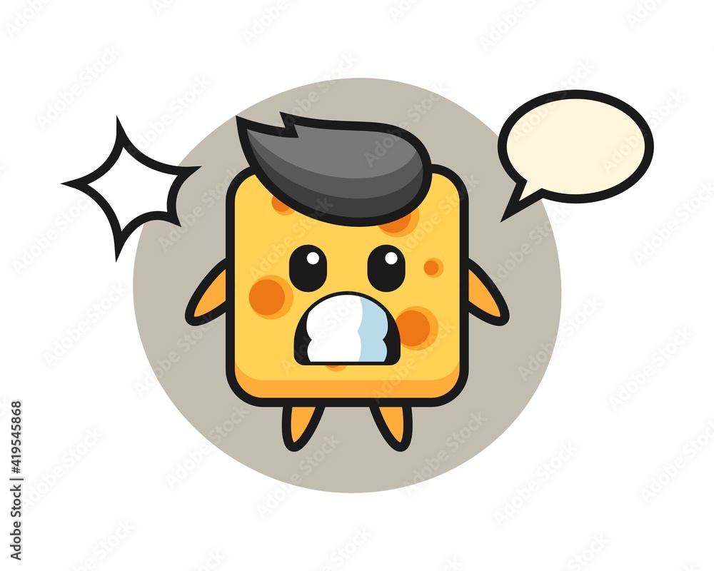 Cheese character cartoon with shocked gesture Cheese character cartoon with shocked gesture
