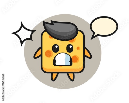 Cheese character cartoon with shocked gesture © heriyusuf