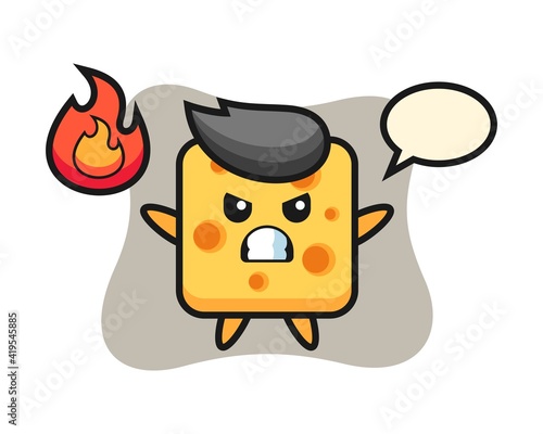 Cheese character cartoon with angry gesture © heriyusuf