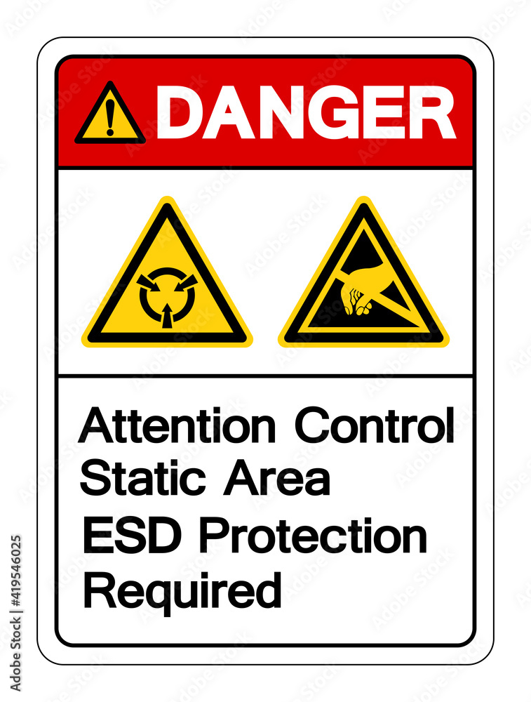 Danger Attention Static Control Area ESD Protection Required Symbol Sign, Vector Illustration, Isolated On White Background Label .EPS10 Danger Attention Static Control Area ESD Protection Required Symbol Sign, Vector Illustration, Isolated On White Background Label .EPS10