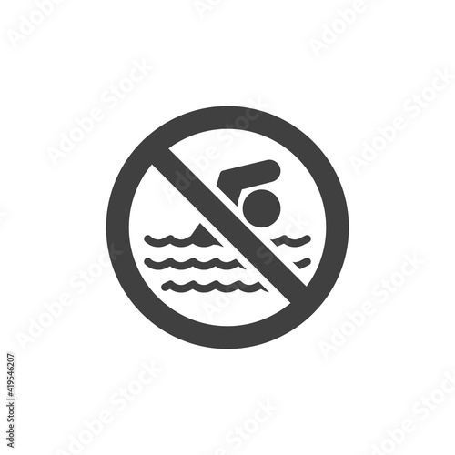 No swimming vector icon. filled flat sign for mobile concept and web design. Stop swimming prohibition glyph icon. Symbol  logo illustration. Vector graphics