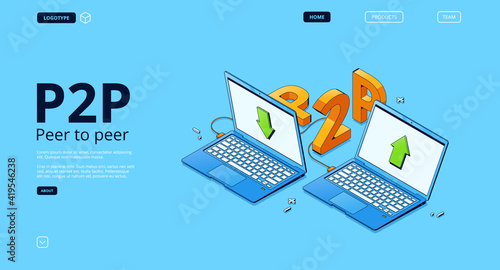 P2P network banner, peer to peer connection