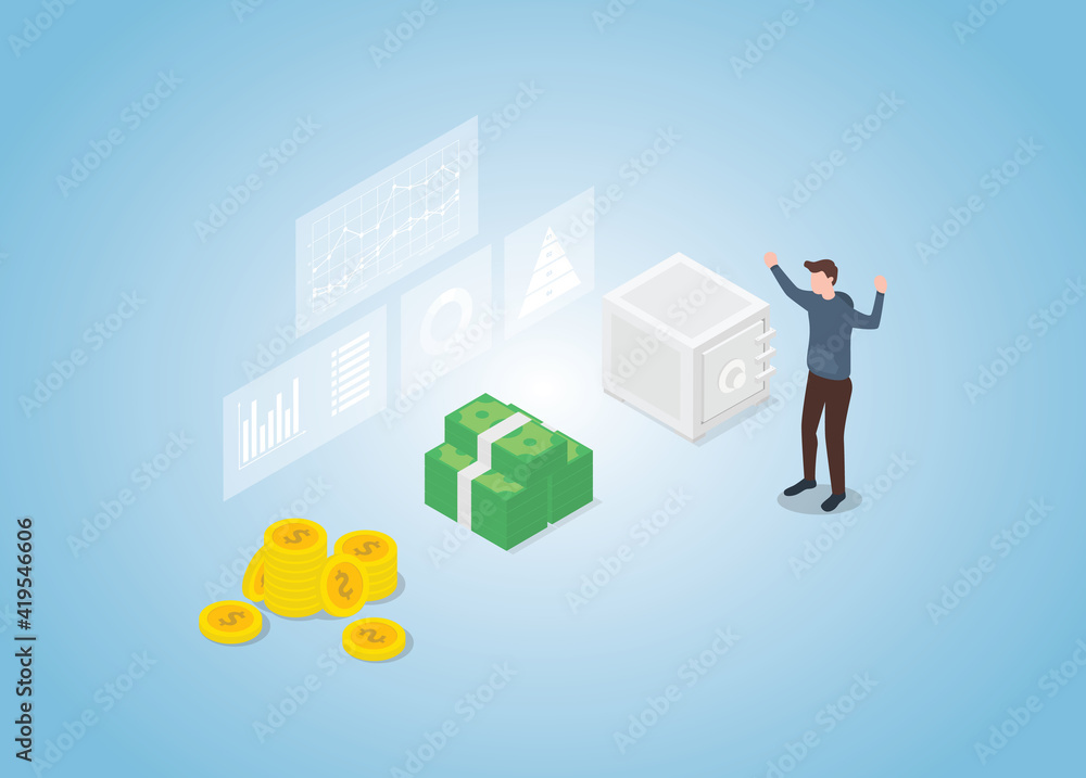 financial luck with people happy get lucks for money concept with modern isometric style financial luck with people happy get lucks for money concept with modern isometric style