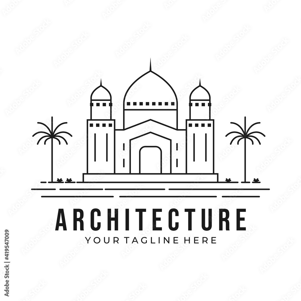 islamic symbol vector line art logo illustration design