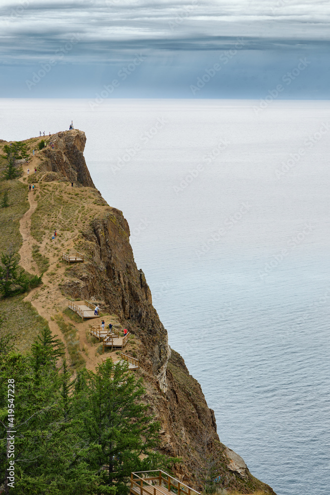 Lake Baikal in cloudy weather. Olkhon Island.